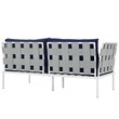 Modway Harmony Outdoor Patio Aluminum Fabric Loveseat in White/Navy