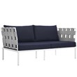 Modway Harmony Outdoor Patio Aluminum Fabric Loveseat in White/Navy
