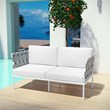 Modway Harmony Outdoor Patio Aluminum Fabric Loveseat in White/White