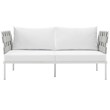 Modway Harmony Outdoor Patio Aluminum Fabric Loveseat in White/White