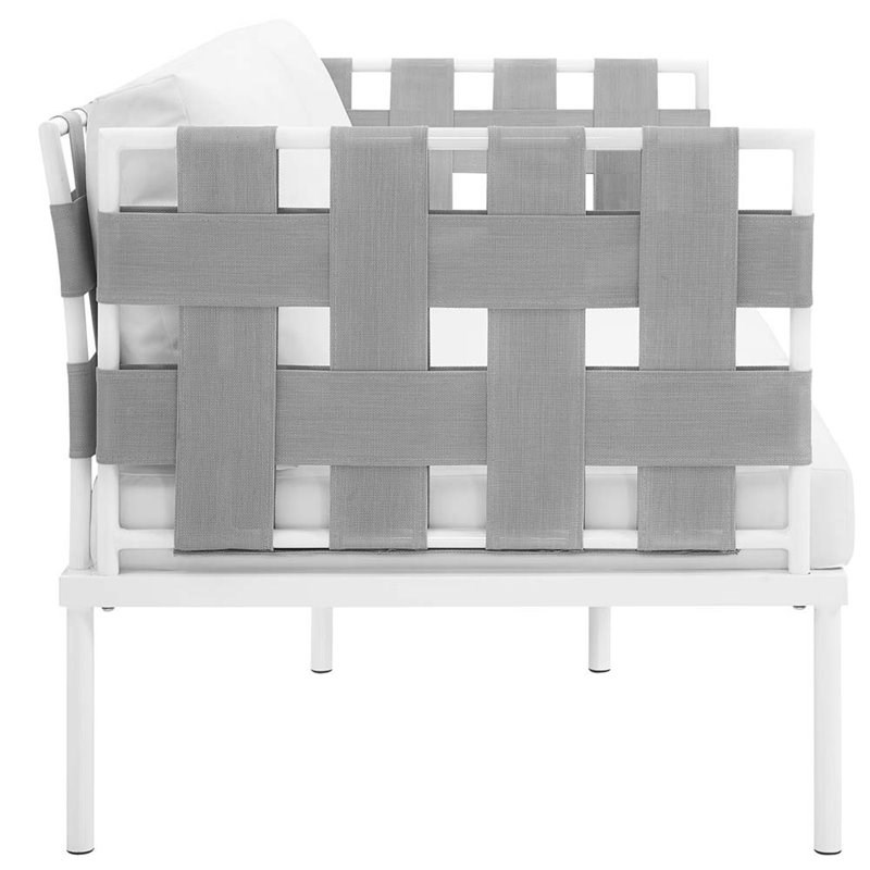Modway Harmony Outdoor Patio Aluminum Fabric Loveseat in White/White