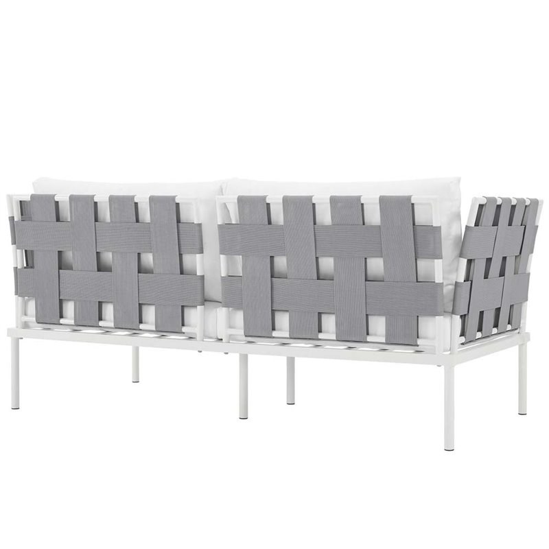 Modway Harmony Outdoor Patio Aluminum Fabric Loveseat in White/White