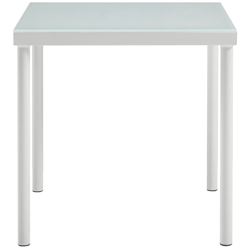 Modway Harmony Outdoor Patio Aluminum and Glass Side Table in White