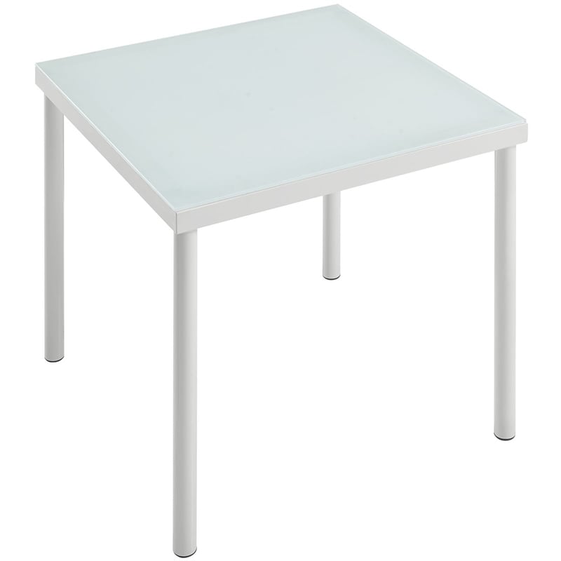 Modway Harmony Outdoor Patio Aluminum and Glass Side Table in White