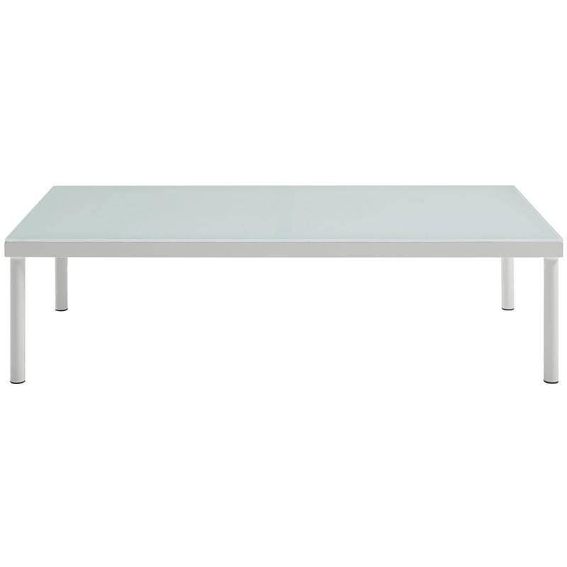 Modway Harmony Outdoor Patio Aluminum and Glass Coffee Table in White