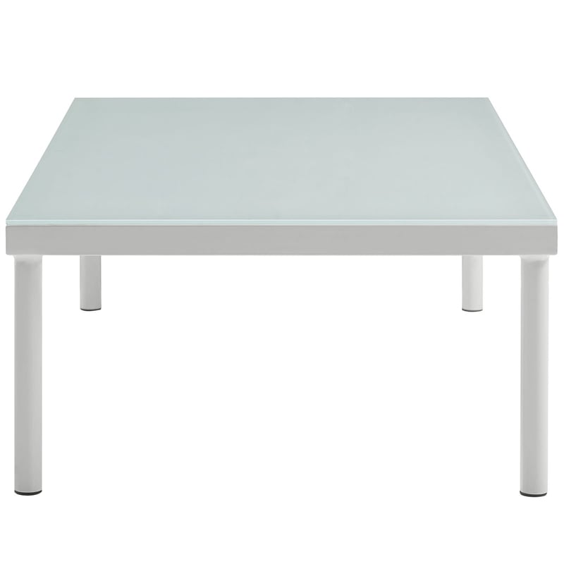 Modway Harmony Outdoor Patio Aluminum and Glass Coffee Table in White