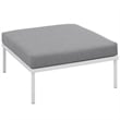 Modway Harmony Outdoor Patio Aluminum Fabric Ottoman in White/Gray