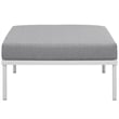 Modway Harmony Outdoor Patio Aluminum Fabric Ottoman in White/Gray
