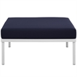 Modway Harmony Outdoor Patio Aluminum Fabric Ottoman in White/Navy