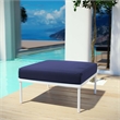 Modway Harmony Outdoor Patio Aluminum Fabric Ottoman in White/Navy