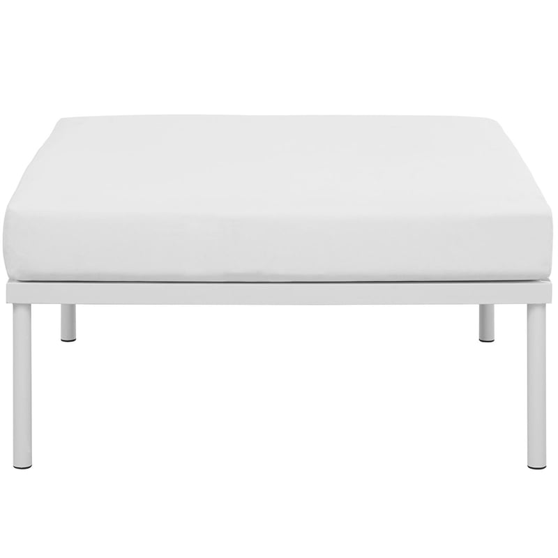Modway Harmony Outdoor Patio Aluminum Fabric Ottoman in White/White