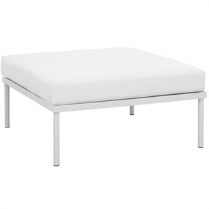 Modway Harmony Outdoor Patio Aluminum Fabric Ottoman in White/White
