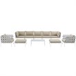 Modway Harmony 10-Piece Outdoor Patio Aluminum Sectional Sofa Set in White/Beige