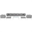 Modway Harmony 10-Piece Outdoor Patio Aluminum Sectional Sofa Set in White/Gray