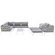 Modway Harmony 10-Piece Outdoor Patio Aluminum Sectional Sofa Set in White/Gray
