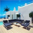 Modway Harmony 10-Piece Outdoor Patio Aluminum Sectional Sofa Set in White/Navy