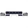 Modway Harmony 10-Piece Outdoor Patio Aluminum Sectional Sofa Set in White/Navy