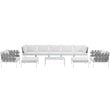 Modway Harmony 10-Piece Outdoor Patio Aluminum Sectional Sofa Set in White