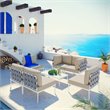 Modway Harmony 7-Piece Outdoor Patio Aluminum Sectional Sofa Set in White/Beige