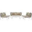 Modway Harmony 7-Piece Outdoor Patio Aluminum Sectional Sofa Set in White/Beige