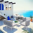 Modway Harmony 7-Piece Outdoor Patio Aluminum Sectional Sofa Set in White/Gray