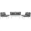 Modway Harmony 7-Piece Outdoor Patio Aluminum Sectional Sofa Set in White/Gray
