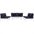 Modway Harmony 7-Piece Outdoor Patio Aluminum Sectional Sofa Set in White/Navy