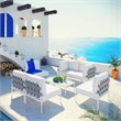 Modway Harmony 7-Piece Outdoor Patio Aluminum Sectional Sofa Set in White