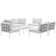 Modway Harmony 7-Piece Outdoor Patio Aluminum Sectional Sofa Set in White
