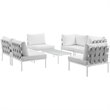 Modway Harmony 7-Piece Outdoor Patio Aluminum Sectional Sofa Set in White