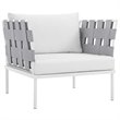 Modway Harmony 3-Piece Outdoor Patio Aluminum Sectional Sofa Set in White