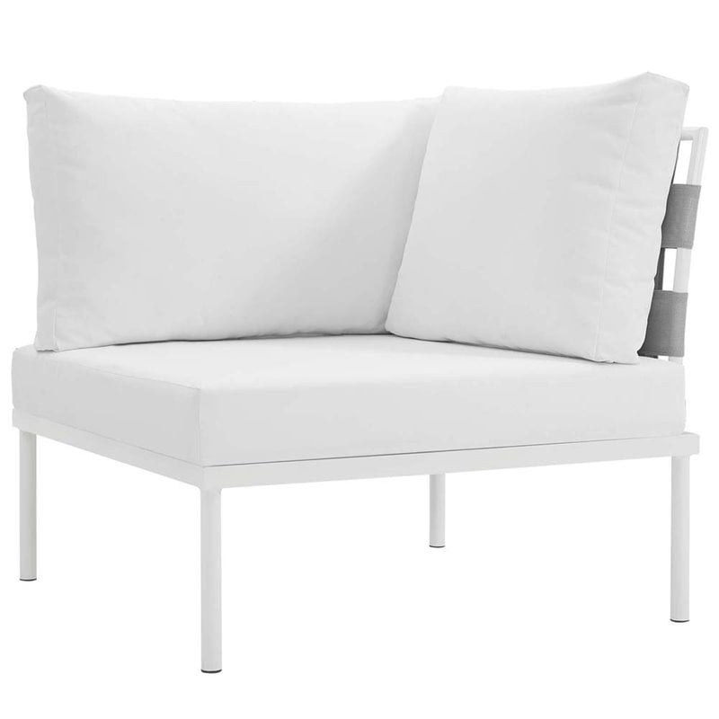 Modway Harmony 8-Piece Outdoor Patio Aluminum Sectional Sofa Set in White