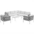 Modway Harmony 8-Piece Outdoor Patio Aluminum Sectional Sofa Set in White