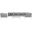 Modway Harmony 7-Piece Outdoor Patio Aluminum Sectional Sofa Set in White/Gray