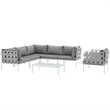 Modway Harmony 7-Piece Outdoor Patio Aluminum Sectional Sofa Set in White/Gray