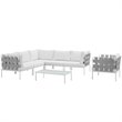 Modway Harmony 7-Piece Outdoor Patio Aluminum Sectional Sofa Set in White