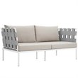 Modway Harmony 5-Piece Outdoor Patio Aluminum Sectional Sofa Set in White/Beige
