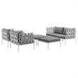 Modway Harmony 5-Piece Outdoor Patio Aluminum Sectional Sofa Set in White/Gray