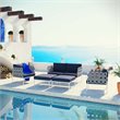Modway Harmony 5-Piece Outdoor Patio Aluminum Sectional Sofa Set in White/Navy