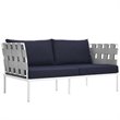 Modway Harmony 5-Piece Outdoor Patio Aluminum Sectional Sofa Set in White/Navy