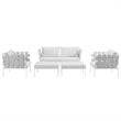 Modway Harmony 5-Piece Outdoor Patio Aluminum Sectional Sofa Set in White