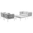 Modway Harmony 5-Piece Outdoor Patio Aluminum Sectional Sofa Set in White