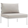 Modway Harmony 5-Piece Outdoor Patio Aluminum Sectional Sofa Set in White/Beige