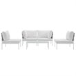 Modway Harmony 5-Piece Outdoor Patio Aluminum Sectional Sofa Set in White