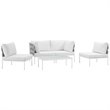 Modway Harmony 5-Piece Outdoor Patio Aluminum Sectional Sofa Set in White