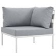 Modway Harmony 5-Piece Outdoor Patio Aluminum Sectional Sofa Set in White/Gray