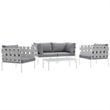 Modway Harmony 5-Piece Outdoor Patio Aluminum Sectional Sofa Set in White/Gray