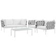 Modway Harmony 5-Piece Outdoor Patio Aluminum Sectional Sofa Set in White