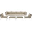 Modway Harmony 8-Piece Outdoor Patio Aluminum Sectional Sofa Set in White/Beige