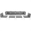 Modway Harmony 8-Piece Outdoor Patio Aluminum Sectional Sofa Set in White/Gray